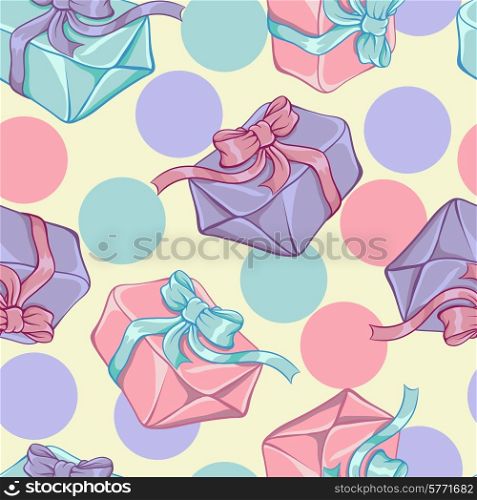 Seamless pattern with gift boxes. Vector texture.. Seamless pattern with gift boxes. Vector texture