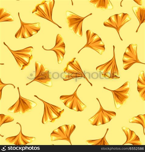 Seamless pattern with ginkgo biloba leaves.. Seamless pattern with ginkgo biloba leaves. Natural illustration of autumn leaves.