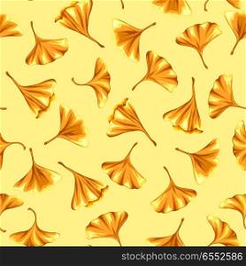 Seamless pattern with ginkgo biloba leaves.. Seamless pattern with ginkgo biloba leaves. Natural illustration of autumn leaves.