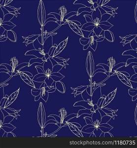 Seamless pattern with gold flower. Lilia.