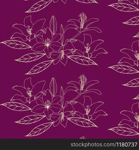 Seamless pattern with gold flower. Lilia.