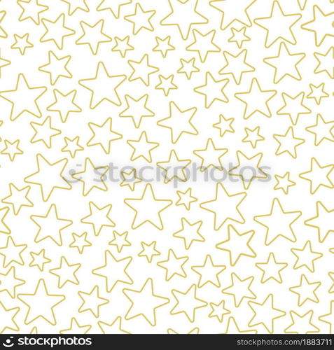 Seamless pattern with gold stars vector illustration. Starry Christmas and New Year background. Template for gift wrapping, fabric, wallpaper and postcard design.. Seamless pattern with gold stars vector illustration.