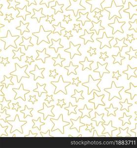 Seamless pattern with gold stars vector illustration. Starry Christmas and New Year background. Template for gift wrapping, fabric, wallpaper and postcard design.. Seamless pattern with gold stars vector illustration.