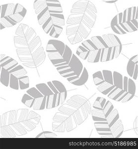 Seamless pattern with gray leaves on white background, vector illustration