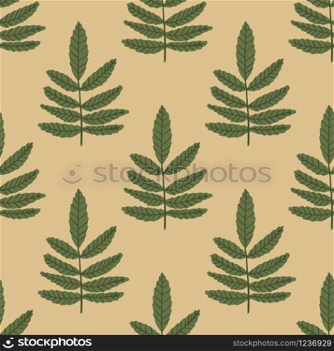 Seamless pattern with green leaves in vintage style. Botanical wallpaper. Design for fabric, textile print, wrapping paper. Vintage vector illustration