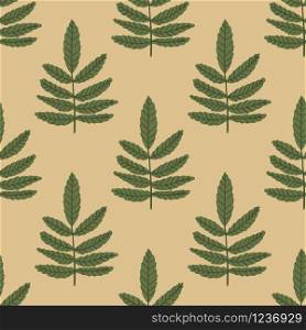 Seamless pattern with green leaves in vintage style. Botanical wallpaper. Design for fabric, textile print, wrapping paper. Vintage vector illustration
