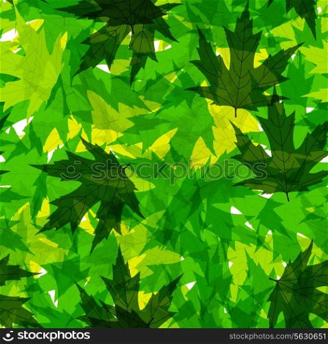 seamless pattern with green leaves. Vector illustration