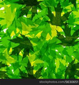 seamless pattern with green leaves. Vector illustration