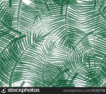 Seamless pattern with green palm twigs. Vector background for your design.. Seamless pattern with green palm twigs.