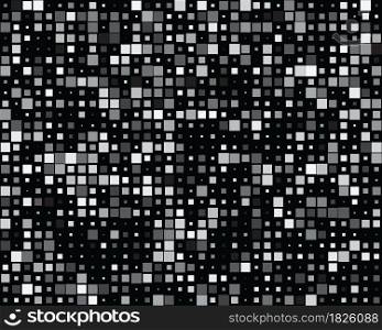 Seamless pattern with grey squares on a black background