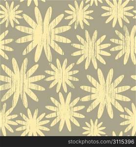 Seamless pattern with grunge abstract flowers on a beige background(can be repeated and scaled in any size)