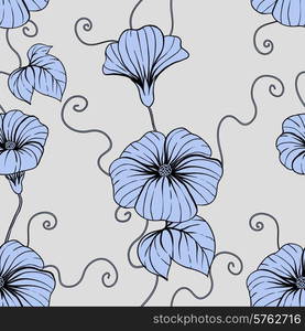 Seamless pattern with hand draw flowers, floral illustration.