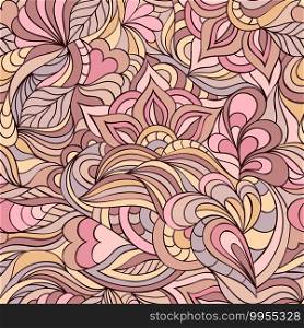Seamless pattern with hand drawn abstract flowers and lines. . pattern with abstract flowers 