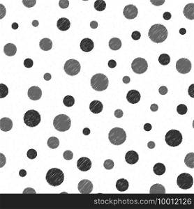 Seamless pattern with hand drawn black circles on white background, vector eps10 illustration. Pattern with Hand Drawn Circles