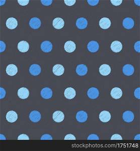 Seamless pattern with hand drawn blue circles on dark background, vector eps10 illustration. Pattern with Hand Drawn Circles