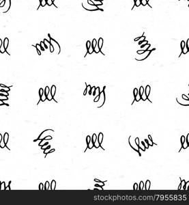 Seamless pattern with hand drawn calligraphic vignettes