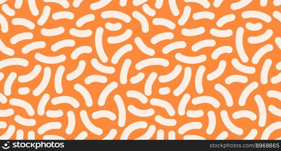 Seamless pattern with hand drawn doodle elements in orange and white colors. Design for fabric, textile print, wrapping paper, cover, poster. Vector illustration. Seamless pattern with hand drawn doodle elements in orange and white colors.