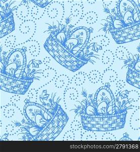 Seamless pattern with hand drawn easter basket