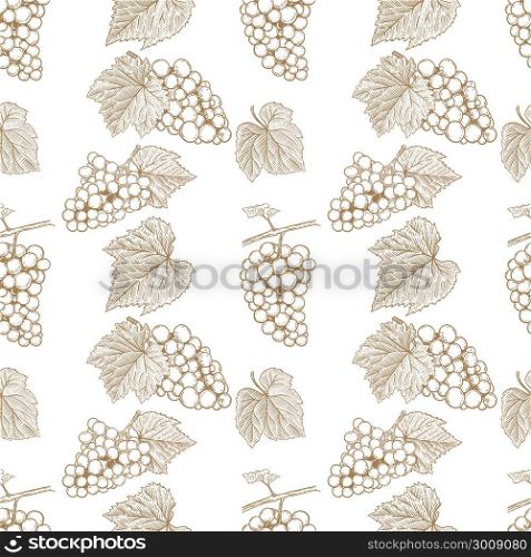 Seamless pattern with hand drawn grape. Design element for poster, card, banner, flyer. Vector illustration