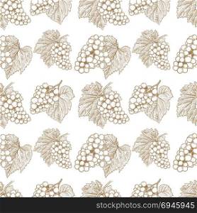Seamless pattern with hand drawn grape. Design element for poster, card, banner, flyer. Vector illustration