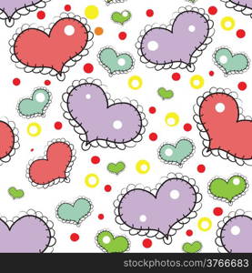 Seamless pattern with hand drawn hearts