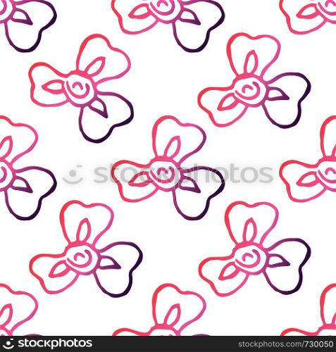 Seamless pattern with hand drawn irises. Coral and deep violet colors. Suitable for packaging, wrappers, fabric design. Vector illustration.. Seamless Pattern With Hand Drawn Irises