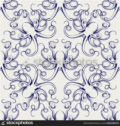 Seamless pattern with hand drawn octopus. Seamless pattern with hand drawn octopus sketch vector