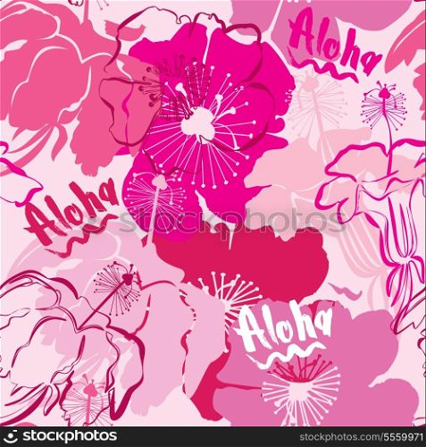 Seamless pattern with hand drawn outlines frangipani, Plumeria flowers. Ready to use as swatch