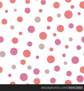 Seamless pattern with hand drawn red circles on white background, vector eps10 illustration. Pattern with Hand Drawn Circles