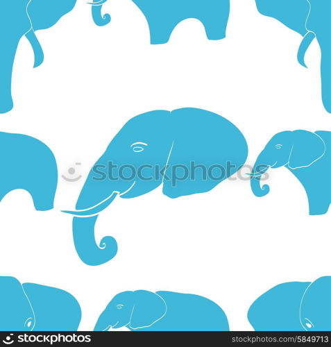 Seamless pattern with hand drawn silhouette elephants