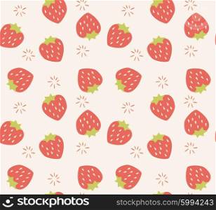 Seamless pattern with hand drawn strawberry fruit, vector illustration