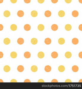 Seamless pattern with hand drawn yellow and orange circles on white background, vector eps10 illustration. Pattern with Hand Drawn Circles