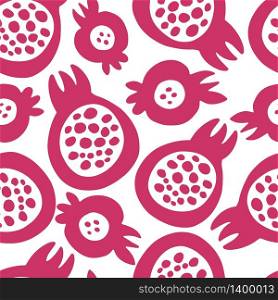Seamless pattern with handdrawn pomegranate fruits. Can be used for textile, clothing, wrb, scrapbooking, wallpaper. Seamless pattern with hand-drawn pomegranate