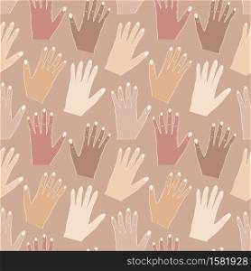 Seamless pattern with hands of different skin colors. Anti racism concept. Seamless pattern with hands of different skin colors. Anti racism concept.