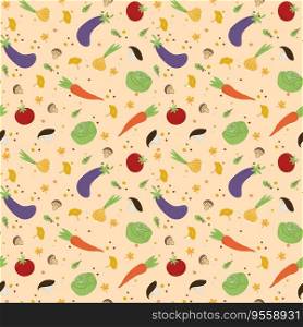 Seamless pattern with harvest in Orange, Beige, Brown and Yellow colors. Perfect for wallpaper, gift paper, pattern fills, autumn greeting cards, web page background. Pattern in swatches.. Seamless pattern with harvest in Orange, Beige, Brown and Yellow colors. Perfect for wallpaper, gift paper, pattern fills, web page background, autumn greeting cards. Pattern in swatches.