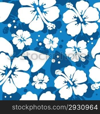 Seamless pattern with hawaiian hibiscus flower