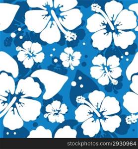 Seamless pattern with hawaiian hibiscus flower