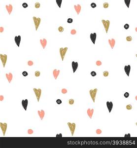 Seamless pattern with hearts and spots. Valentines Day background. Can be used for textule, wallpapers, web, greeting cards and scrapbooking design
