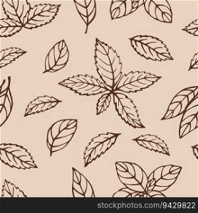 Seamless pattern with herbs. Hand drawn vector illustration in sketch style.