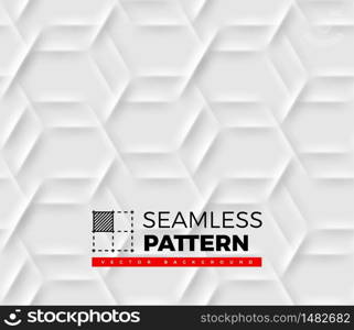Seamless pattern with hexagonal cells made from shadows and lights in origami style. White background.