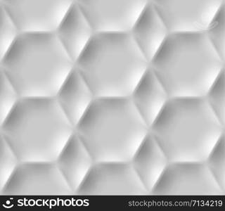 Seamless pattern with hexagonal cells made from shadows and lights in origami style. White background.