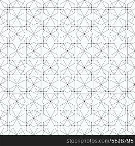 Seamless pattern with hexagons and nodes. Repeating modern stylish geometric background. Simple abstract monochrome vector texture.. Seamless pattern with hexagons and nodes. Repeating modern stylish geometric background. Simple abstract monochrome vector texture
