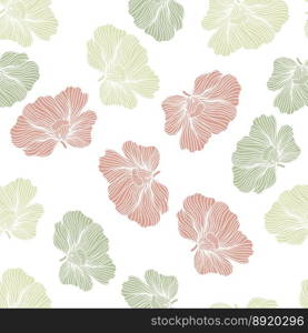 Seamless pattern with hibiscus flowers. Vintage floral background. Design for fabric, textile print, wrapping paper, cover, poster. Vector illustration. Seamless pattern with hibiscus flowers. Vintage floral background.