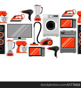 Seamless pattern with home appliances. Household items for sale and shopping advertising background. Seamless pattern with home appliances. Household items for sale and shopping advertising background.