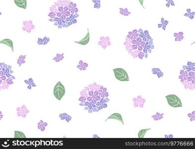 Seamless pattern with hydrangea flowers. Beautiful decorative plants. Natural background.. Seamless pattern with hydrangea flowers. Beautiful decorative plants.