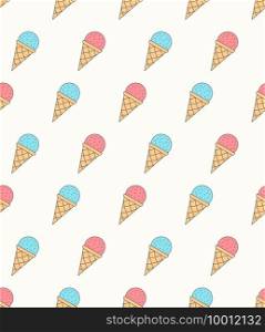Seamless pattern with ice cream, blue and pink colors, vector eps10 illustration. Ice Cream - Seamless Pattern