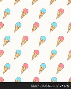 Seamless pattern with ice cream, blue and pink colors, vector eps10 illustration. Ice Cream - Seamless Pattern