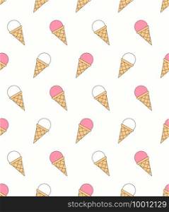 Seamless pattern with ice cream, pink color, vector eps10 illustration. Ice Cream - Seamless Pattern