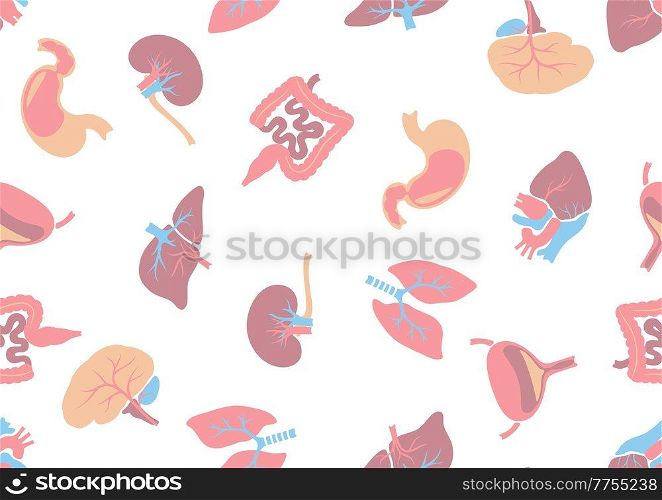 Seamless pattern with internal organs. Human body anatomy. Health care and medical education background.. Seamless pattern with internal organs. Human body anatomy. Health care and medical background.