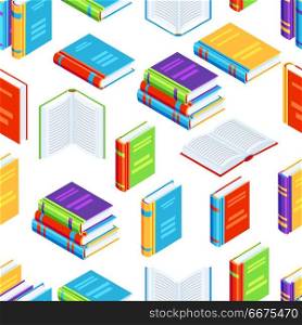 Seamless pattern with isometric books.. Seamless pattern with isometric books. Education or bookstore background in flat design style.